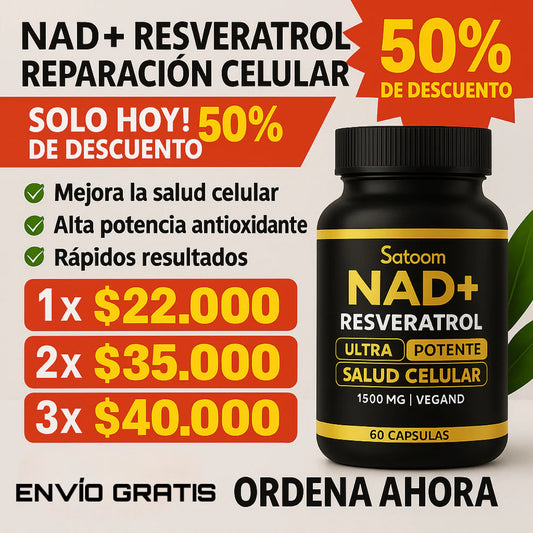 NAD+RESVERASTROL - Cápsulas de Reparación Celular 🌿💡 (60 Cápsulas)*