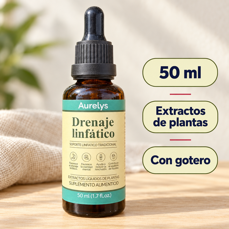 Detalle de la presentación de Aurelys de 50 ml y su gotero.