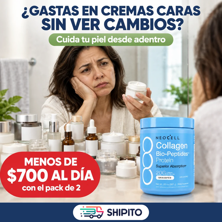 Mujer de 50 años frustrada frente a muchas cremas; NeoCell por menos de $700 al día con el pack de 2.